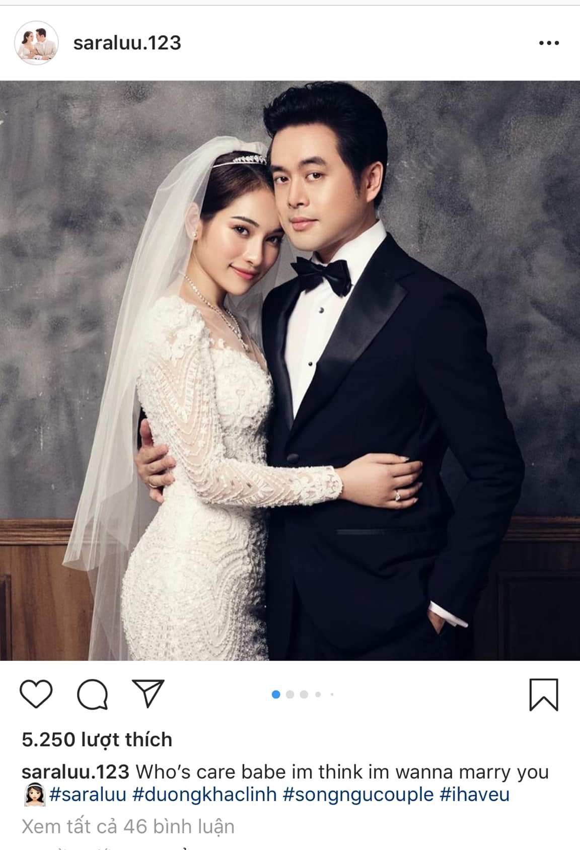 Sara Lưu hạnh phúc viết một câu tiếng Anh ngọt ngào đánh dấu ngày cưới, dân mạng lại cười bò vì chẳng hiểu gì-1