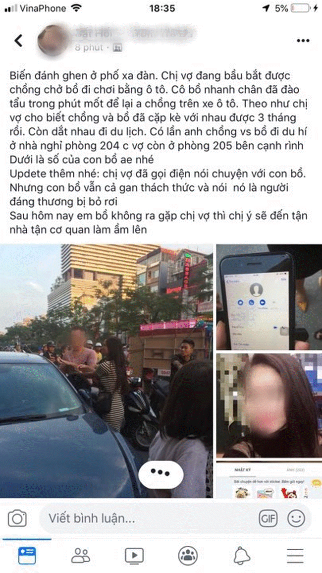 Hà Nội: Bắt quả tang chồng dẫn bồ đi nhà nghỉ, vợ mang bầu xông vào giằng co ngay giữa phố-1