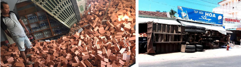 Clip: Khoảnh khắc xe tải chở gạch lao vào cửa hàng tạp hoá, nhiều người la hét bỏ chạy-1