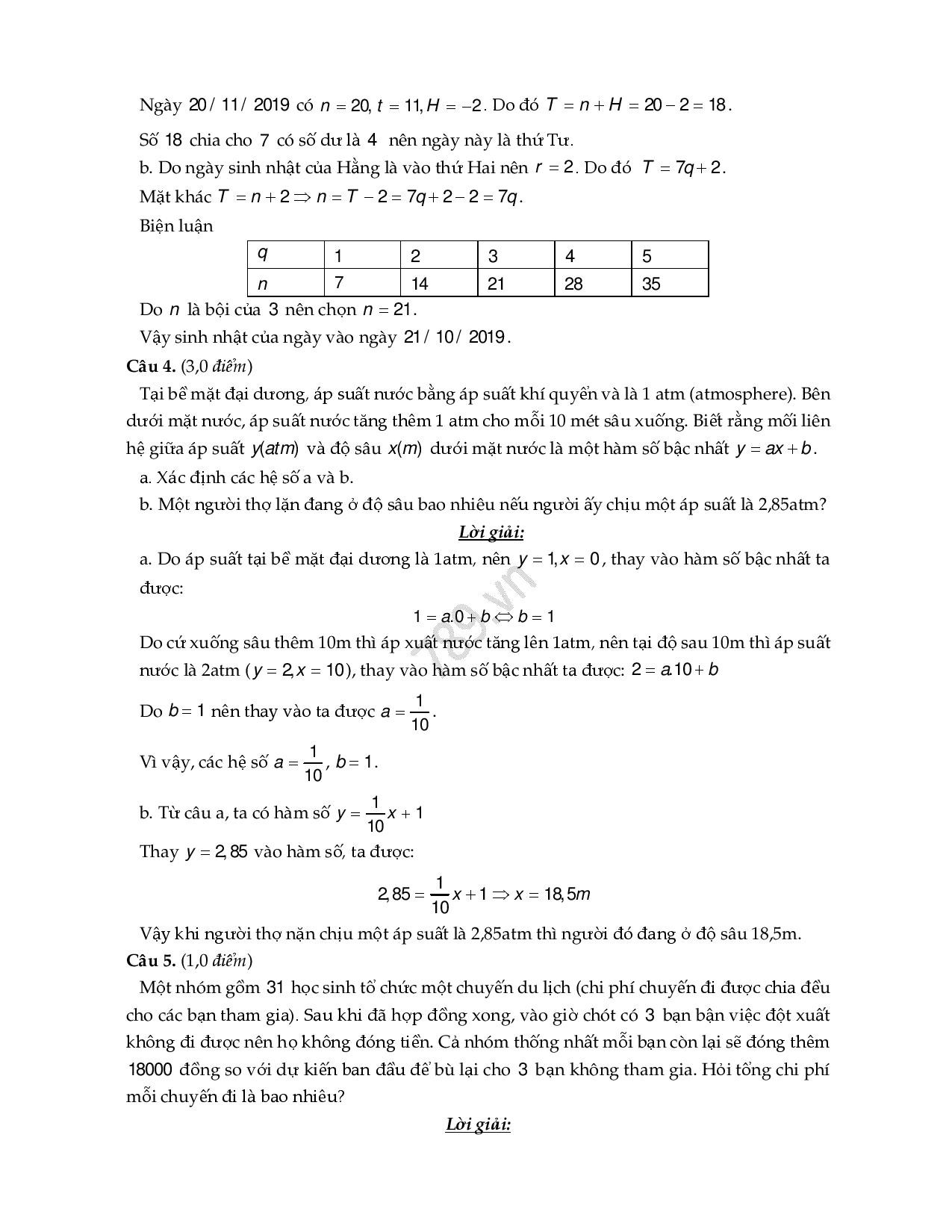 Đáp án môn Toán vào lớp 10 tại TP HCM năm 2019-3