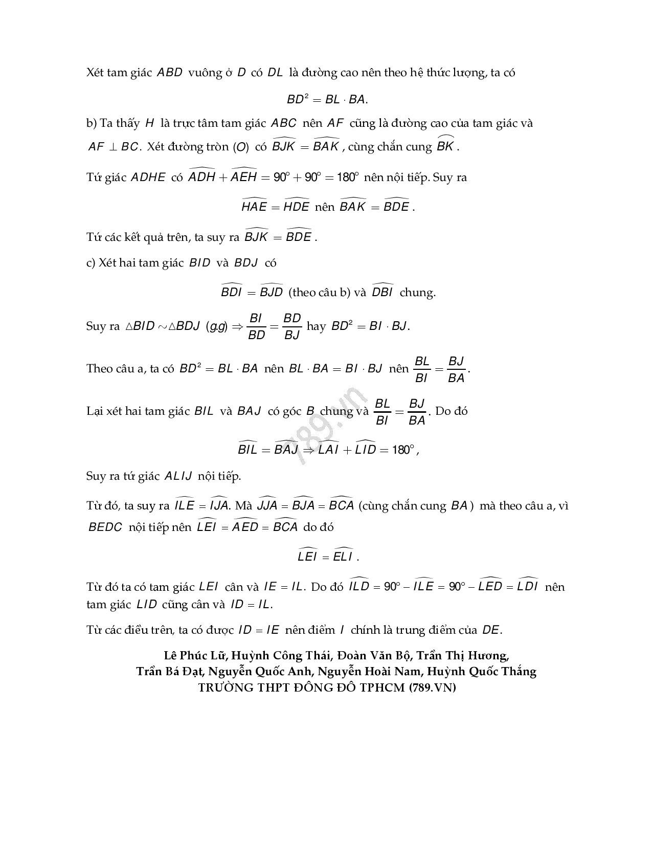 Đáp án môn Toán vào lớp 10 tại TP HCM năm 2019-6