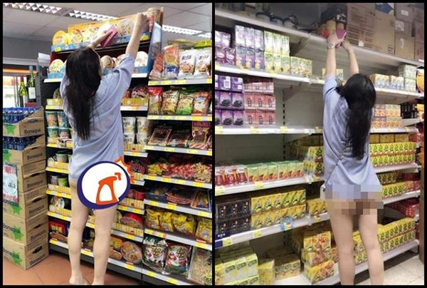 Để lộ cả vòng 3 trong siêu thị, cô gái khiến dân tình tá hỏa vì không mặc quần lót-1
