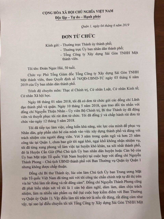 Ông Đoàn Ngọc Hải xác nhận đã nộp đơn xin từ chức ngay trong ngày được bổ nhiệm-1