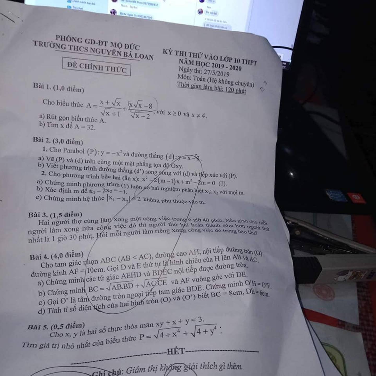 Học sinh phản ánh đề thi Toán vào lớp 10 Quảng Ngãi có 2 câu 5 điểm giống hệt đề thi thử một trường trước đó-1