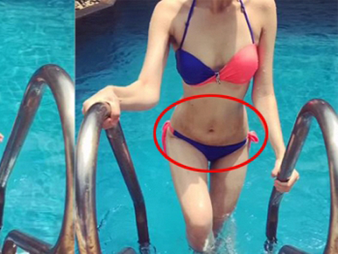 Diện bikini khoe dáng gọn sau sinh, Chúng Huyền Thanh để lộ vết rạn da thâm sì