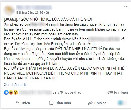 Nữ sinh một trường đại học lớn ở HN bị tố lừa đảo, vay tiền không trả, bán hàng giả, phó trưởng khoa chính thức lên tiếng-1