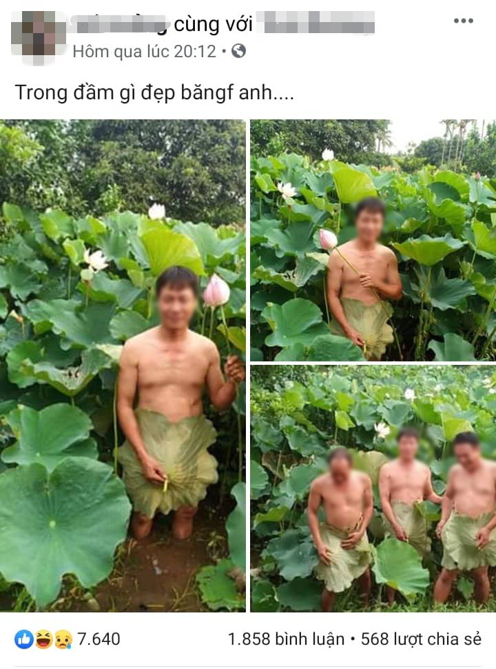 Không chịu thua kém chị em, cánh mày râu cũng khoe thân khi chụp hoa sen để rồi nhận cả rổ gạch đá từ dân mạng-1