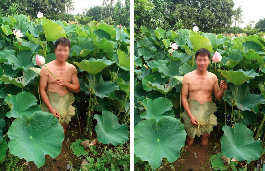 Không chịu thua kém chị em, cánh mày râu cũng khoe thân khi chụp hoa sen để rồi nhận cả rổ gạch đá từ dân mạng-3