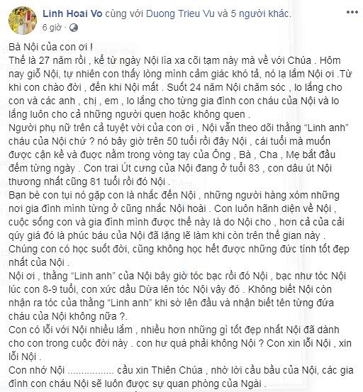 Danh hài Hoài Linh xúc động viết về bà nội: Con có lỗi với Nội nhiều lắm-1