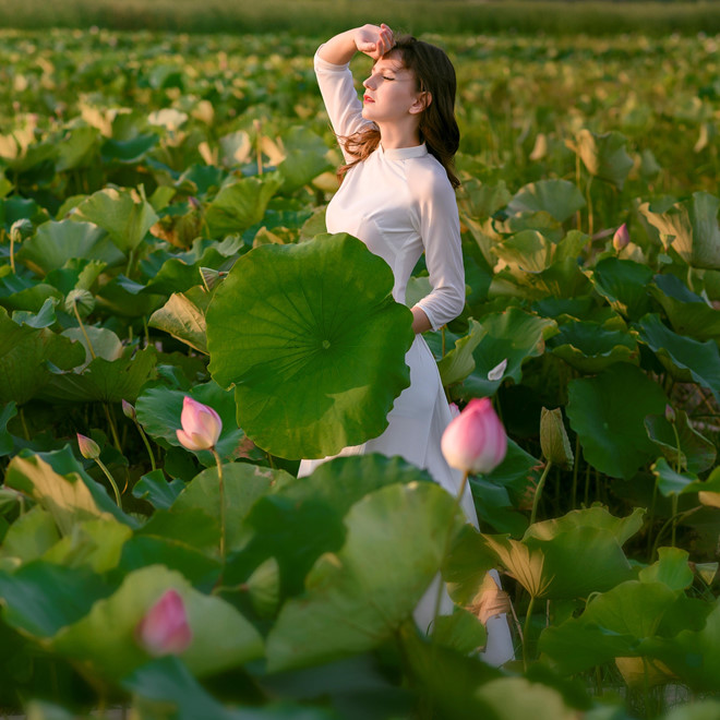 Ba người đẹp Đông Âu gây sốt khi chụp ảnh với sen-4