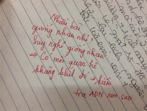 Học trò làm bài giống nhau, giáo viên phê một câu khiến ai cũng bật cười: