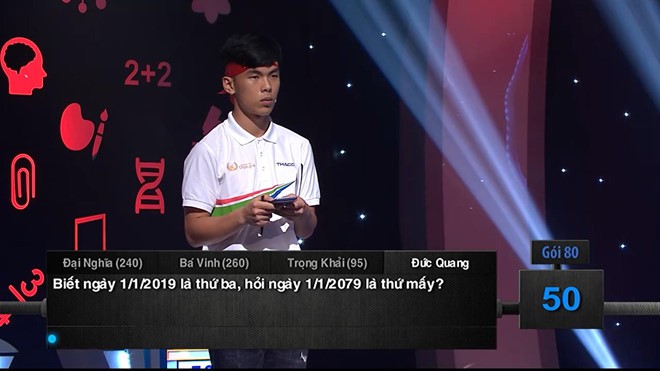 Dân mạng phát lú trước câu hỏi hóc búa của Đường lên đỉnh Olympia: Biết ngày 1/1/2019 là thứ ba, vậy 1/1/2079 là thứ mấy?-1