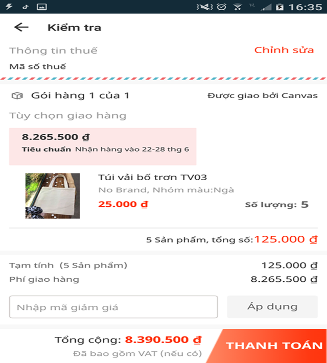 Mua hàng tại Lazada giá hơn 100 ngàn, phải trả phí... 8 triệu-1