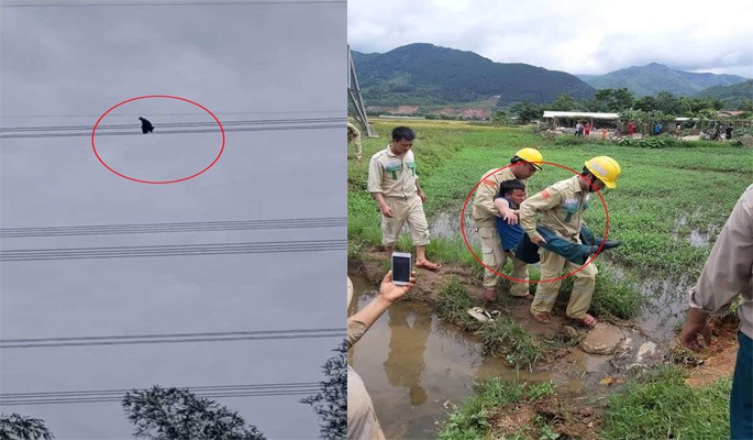Nhân chứng kể phút toát mồ hôi hột giải cứu nam thanh niên ngồi vắt vẻo trên đường điện cao gần 100m-1
