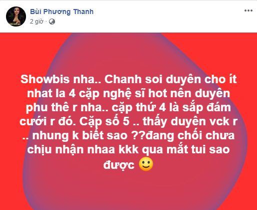 Phương Thanh tuyên bố ẩn ý chuyện tình yêu của một cặp đôi nghệ sĩ có duyên vợ chồng, nhiều dữ liệu hướng tới Mai Tài Phến - Mỹ Tâm-1