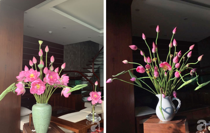 Níu giữ hương mùa hạ với những bình hoa sen đẹp dịu dàng trong tổ ấm của 3 người phụ nữ đảm ở Hà Nội-12
