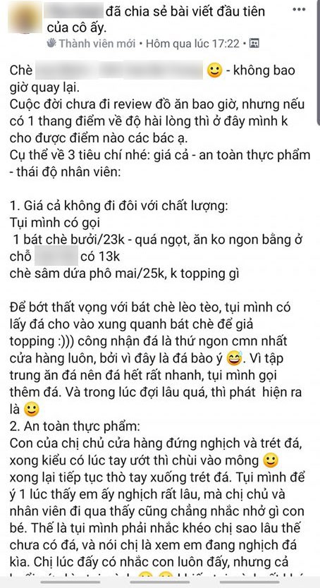 Quán chè của vợ chồng Hồng Đăng bị review 0 điểm vì đắt, bẩn và tỏ thái độ khó chịu với khách hàng-1