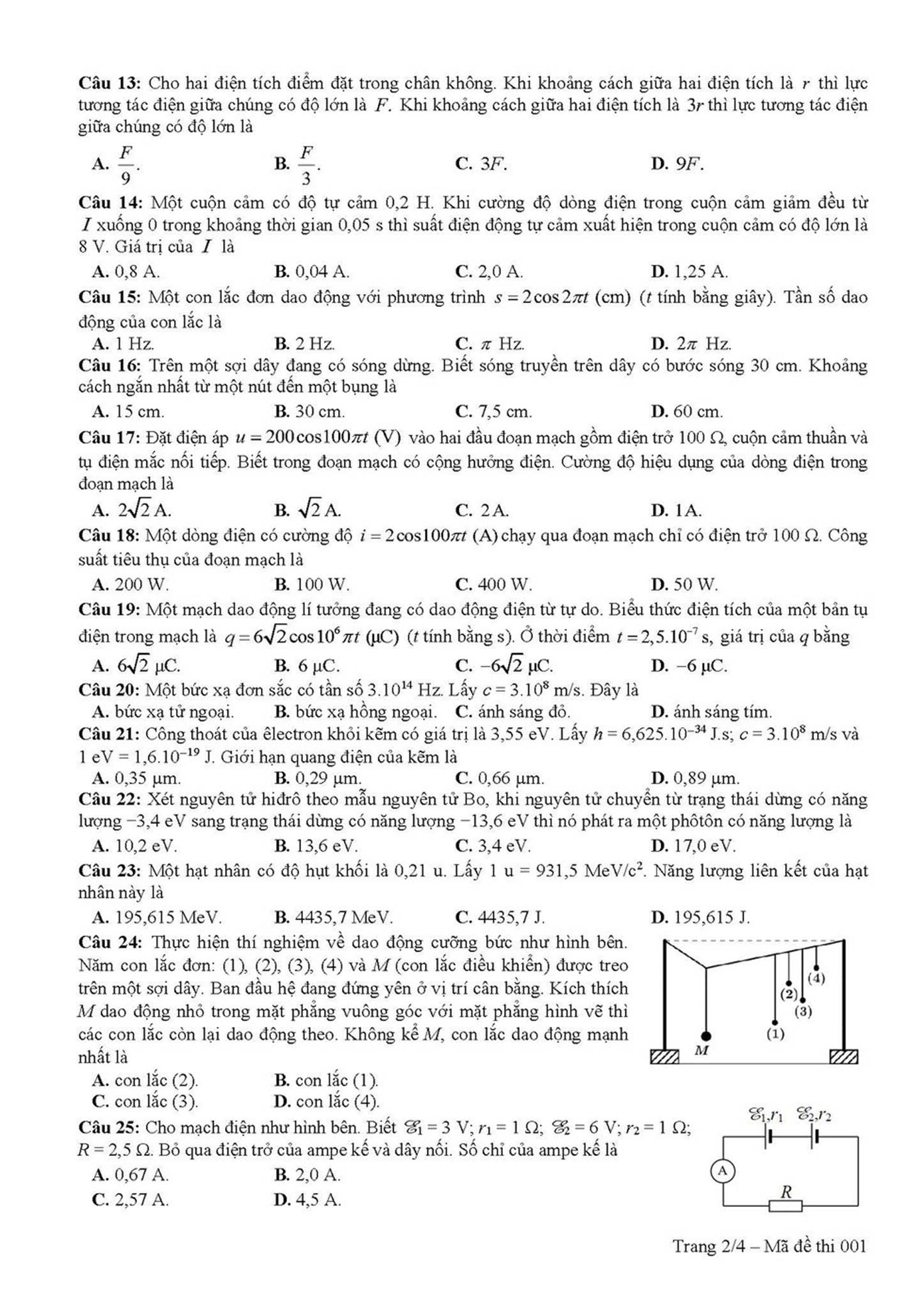 Đề thi THPT Quốc gia 2019 môn Vật Lý-2