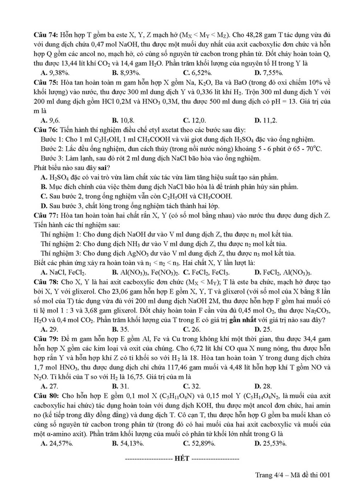 Đề thi THPT Quốc gia 2019 môn Hoá học-4