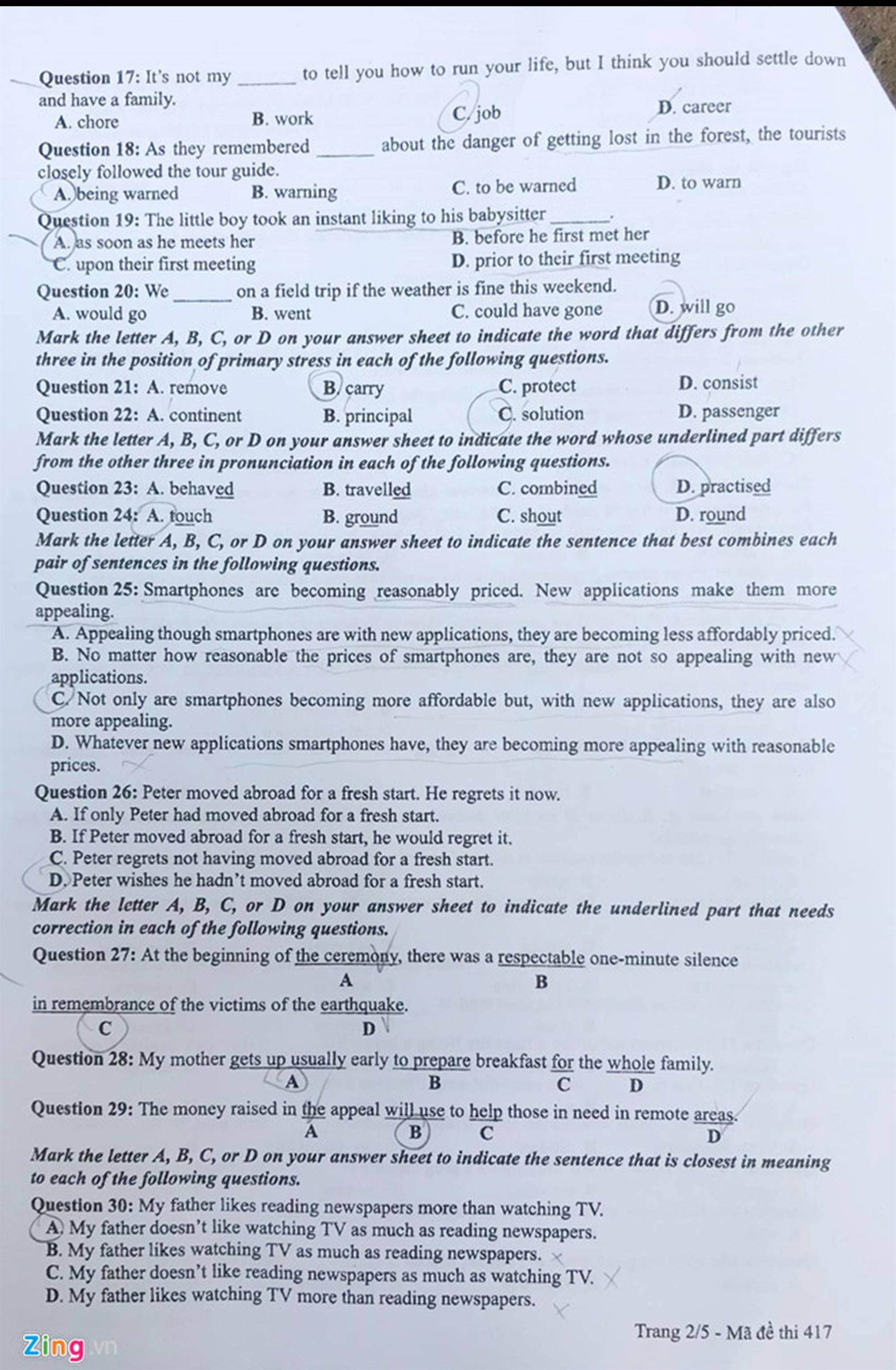 Đề thi môn Tiếng Anh THPT quốc gia 2019: Dễ bất ngờ, thí sinh nào cũng tự tin trên 7, 8 điểm!-8