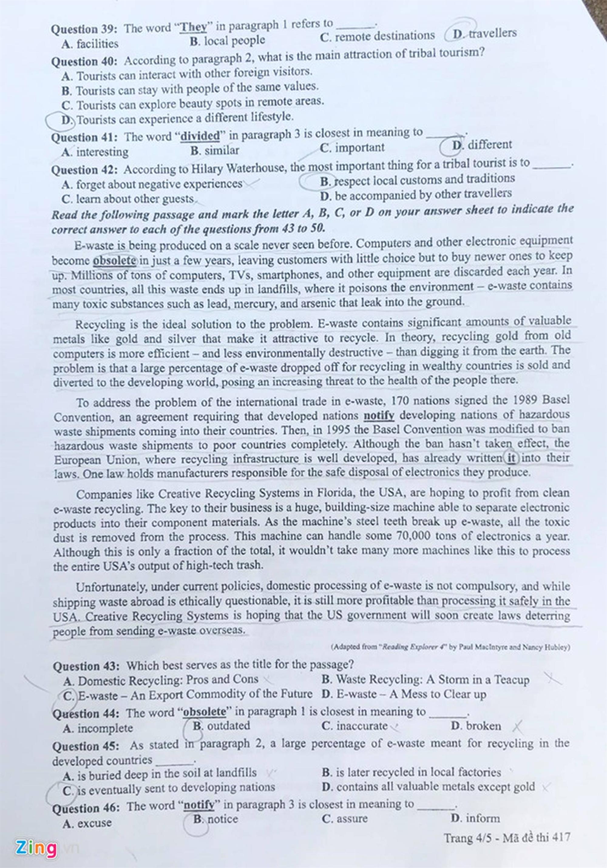 Đề thi môn Tiếng Anh THPT quốc gia 2019: Dễ bất ngờ, thí sinh nào cũng tự tin trên 7, 8 điểm!-10