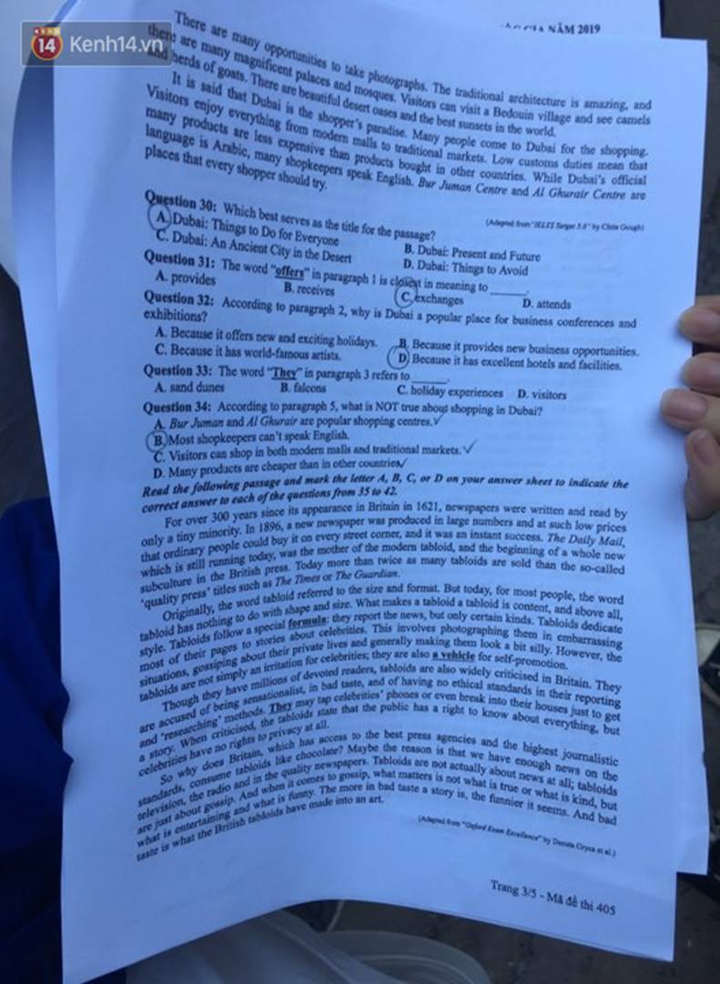 Đề thi môn Tiếng Anh THPT quốc gia 2019: Dễ bất ngờ, thí sinh nào cũng tự tin trên 7, 8 điểm!-3