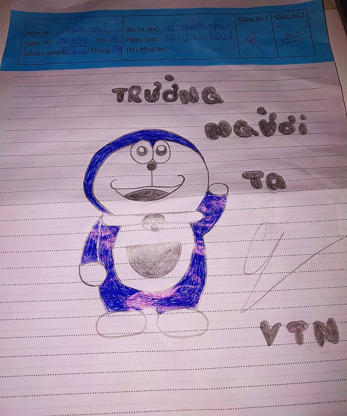 Đề khó không làm được bài, sĩ tử dành hết thời gian tạo ra những siêu phẩm hội hoạ trên giấy nháp-3