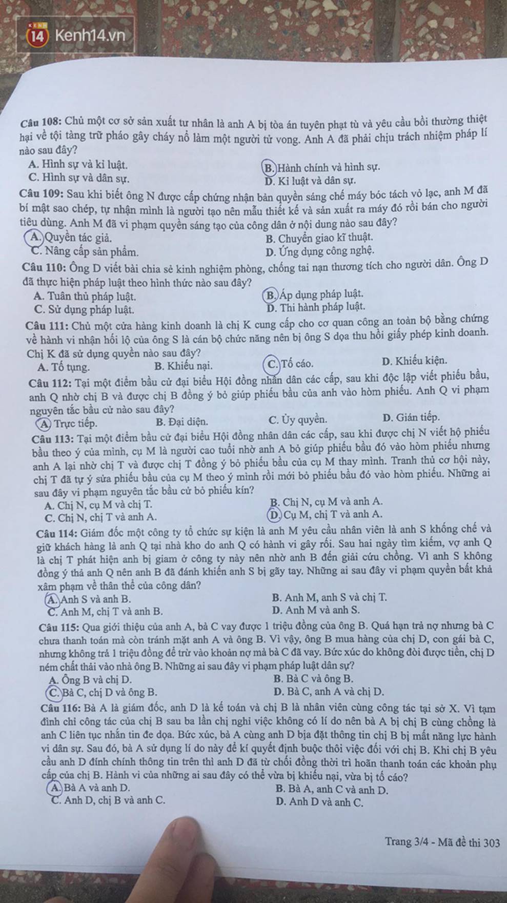 Đề thi môn Giáo dục công dân THPT Quốc gia 2019-3