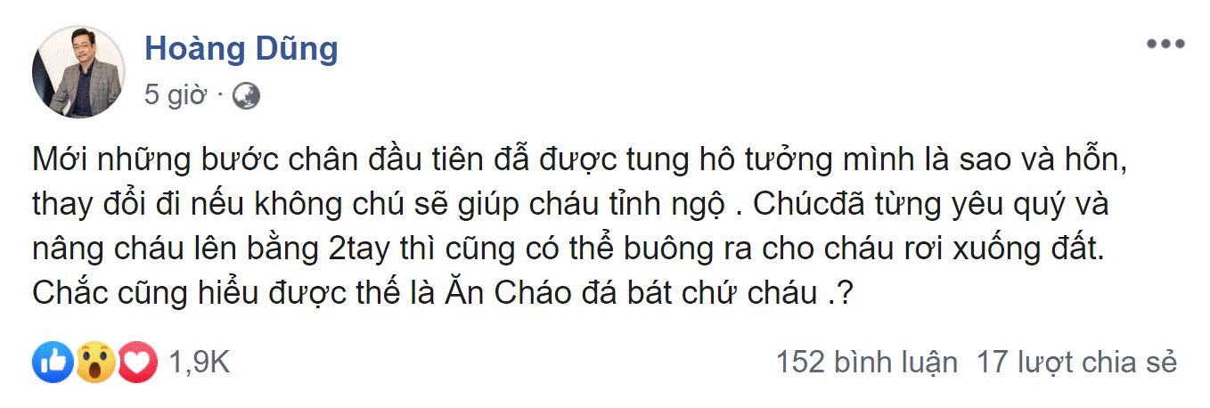 NSND Hoàng Dũng chỉ trích cháu gái mới nổi, bình luận réo tên tomboiloichoi liền bị xóa-1