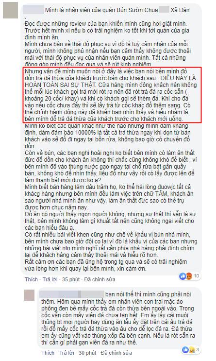 Đi ăn bún sườn chua nổi tiếng phố Xã Đàn, khách hốt hoảng vì tận mắt thấy nhân viên đổ trà đá thừa mang ra bán lại”-4