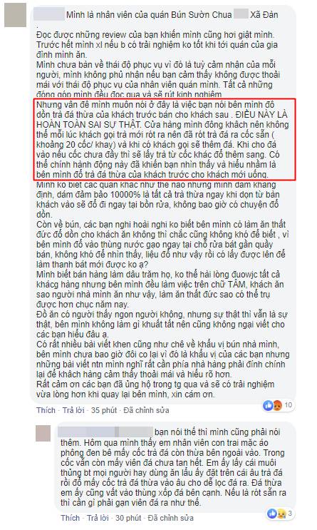 Đi ăn bún sườn chua nổi tiếng phố Xã Đàn, khách hốt hoảng vì tận mắt thấy nhân viên đổ trà đá thừa mang ra bán lại”-4