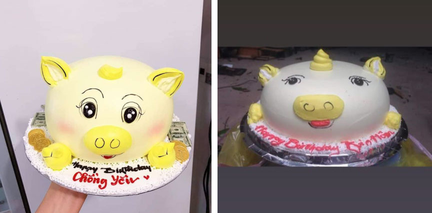 Đặt online bánh kem heo vàng cực xinh, thứ mẹ trẻ nhận về khiến ai nấy phì cười: Chắc bị bão đánh bay lớp trang điểm rồi?-3