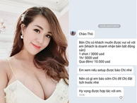 Hot girl Mai Thỏ công khai tin nhắn bị gạ đi khách 1 'shot' hơn 60 triệu đồng, qua đêm tận 10.000 USD
