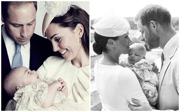 Khác nhau là vậy nhưng bức hình chính thức trong lễ rửa tội của bé Archie vẫn có một loạt điểm giống nhau với 3 con nhà Công nương Kate-3