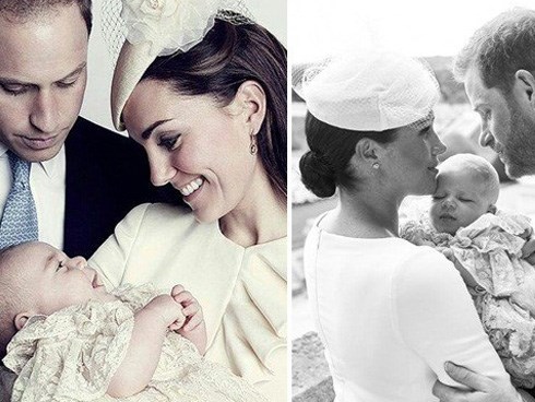 Khác nhau là vậy nhưng bức hình chính thức trong lễ rửa tội của bé Archie vẫn có một loạt điểm giống nhau với 3 con nhà Công nương Kate
