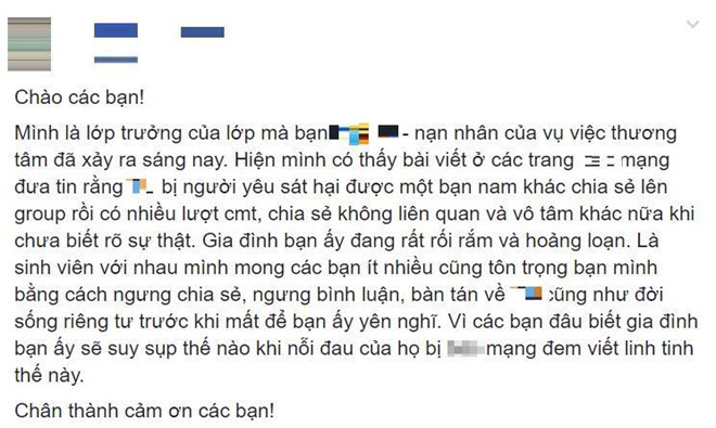 Nhiều bình luận, suy diễn ác ý về nữ sinh Sài Gòn 19 tuổi bị giết hại-2