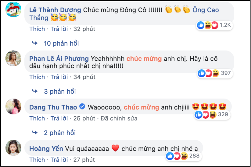 Hoa hậu Đặng Thu Thảo, Ngô Kiến Huy cùng dàn sao Việt đồng loạt chúc mừng Đông Nhi - Ông Cao Thắng chuẩn bị về một nhà-1