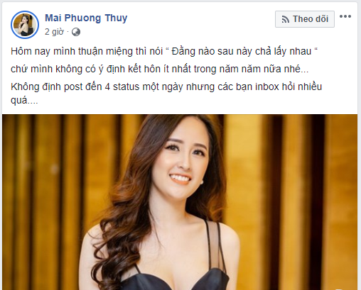 Mai Phương Thúy đính chính tuyên bố chuẩn bị kết hôn và đưa ra lý do hết sức đơn giản-2