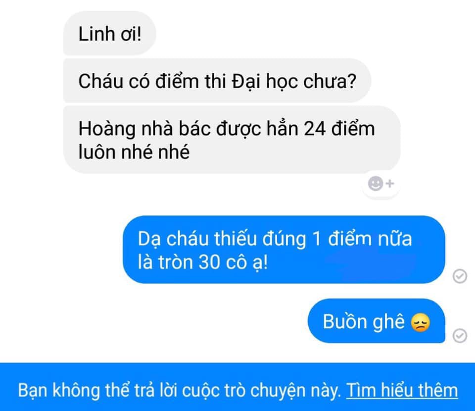 Khoe con thi Đại học được 24 điểm, bà cô nhận câu phản dame cực gắt đến mức phải vội vàng block-1