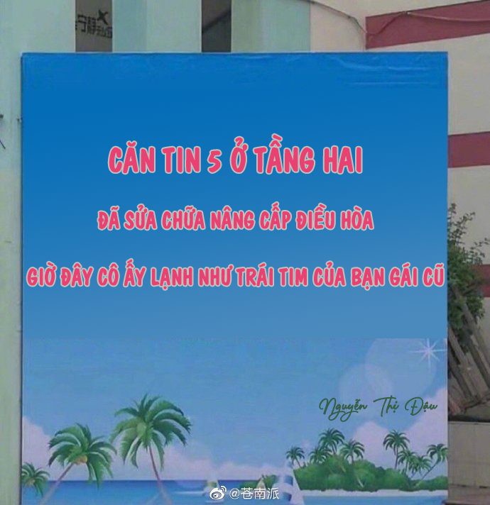 Nhà trường teen hết cỡ khi giăng biển thông báo: Điều hoà Canteen đã sửa, lạnh như trái tim người yêu cũ của bạn-1