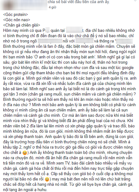 Đến cửa hàng có tiếng ăn gà, chàng trai điếng người khi thấy giòi bò bên trong, nhưng lời giải thích của chủ quán còn sốc hơn-1