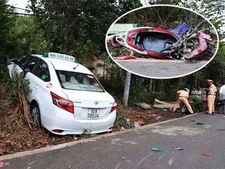Taxi Vinasun vượt ẩu tông xe máy làm 2 bà cháu thiệt mạng