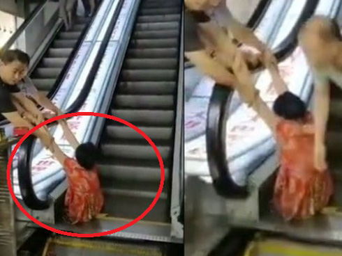 Hãi hùng giây phút người đàn ông bị thang cuốn mở ra nuốt chửng-2