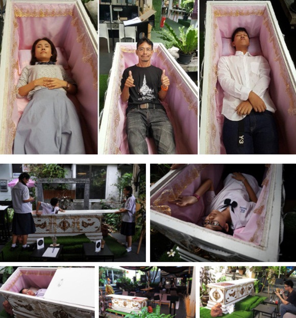 Bên trong quán cà phê chết chóc ở Thái Lan: Khách tha hồ nằm trong quan tài cảm nhận cái chết, đi dạo quanh địa ngục, chụp ảnh với hài cốt-4