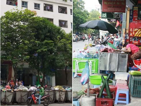 Chung cư HH Linh Đàm và cảnh tượng nhếch nhác, xuống cấp: Rác tập kết trước cổng chung, cảnh họp chợ lộn xộn và cơ sở vật chất