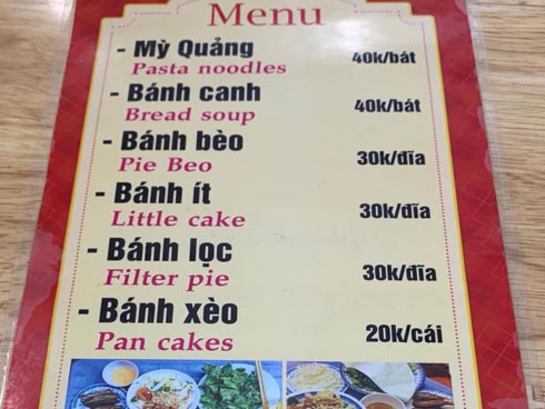 Thực đơn hài hước khi nhờ Google dịch menu từ Việt sang Anh