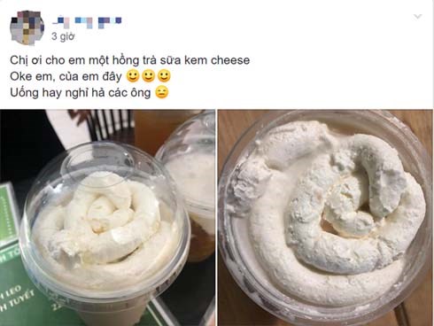 Dõng dạc gọi 1 ly hồng trà kem cheese, cô nàng