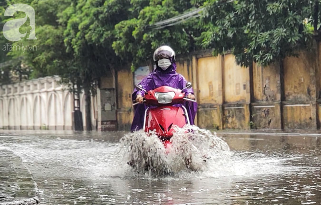 Hà Nội mưa rất to, cây cối bị gió quật ngã nằm la liệt, nhiều nơi ngập nặng sau bão Wipha-6