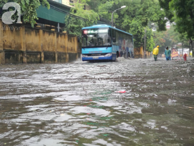 Hà Nội mưa rất to, cây cối bị gió quật ngã nằm la liệt, nhiều nơi ngập nặng sau bão Wipha-11
