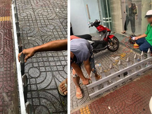 Mâu thuẫn cá nhân, một chủ nhà làm rào chắn trên vỉa hè bằng chông nhọn hoắt khiến dân mạng bức xúc
